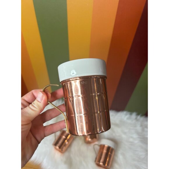 Vintage copper ceramic tea coffee mug glasses - set of 4 - Picture 2 of 6